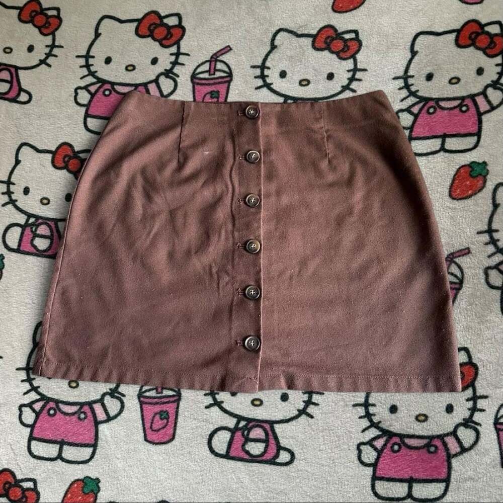 Forever 21 Brown Button-Front Mini Skirt